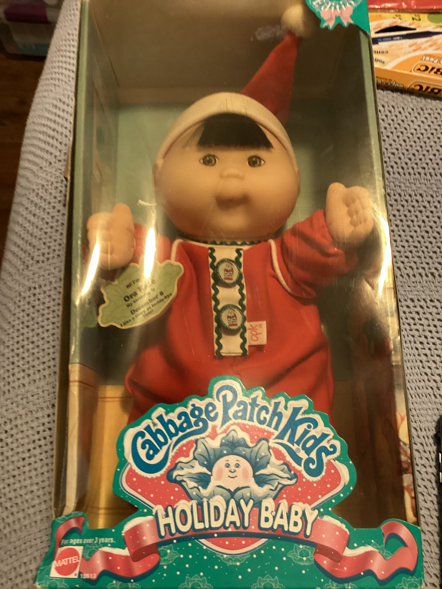 Cabbage patch Baby Holiday Vintage Never Been Opened Sat In Curio Cabinet