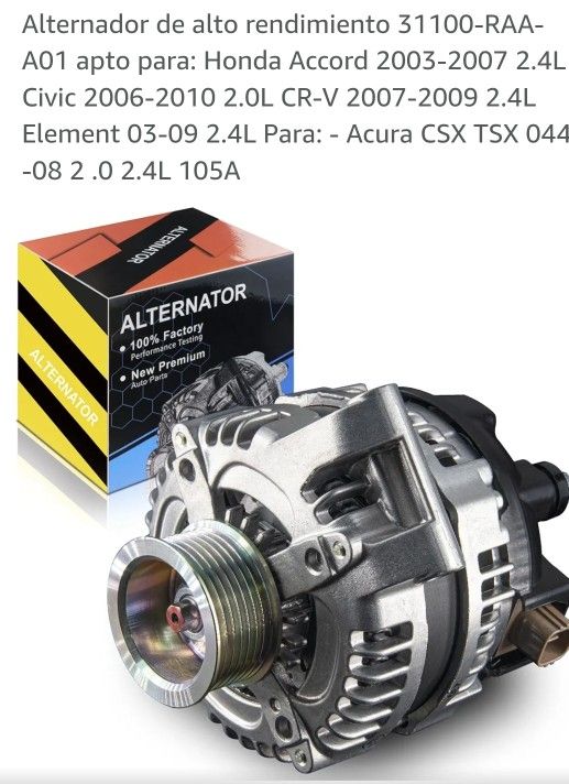 Honda Accord 2003-2007 2.4L Civic 2006-2010 2.0L CR-V 2007-2009 2.4L Element 03-09 2.4L Para: - Acura CSX TSX .0 2.L 105A