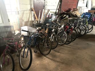 Approximately 18 various bicycles