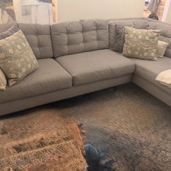 Gray Midcentury-Style Sectional Sofa