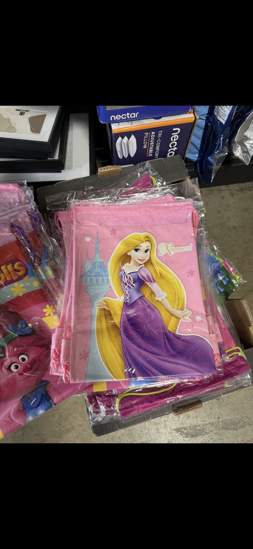 Disney Tangled Princess Rapunzel 10" X 14" Drawstring Backpack Heavy Duty Nylon Tote Bag Color