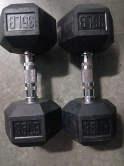 35 lb Dumbells rubber coated$60firm