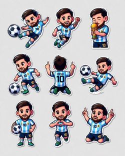 Messi #10 Argentina Cartoon Sticker Pack