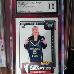 2025-26 Paige Bueckers Panini Instant WNBA Draft Night #DN-1 GEM MINT 10 by the Certified Guaranty Company (CGC). 