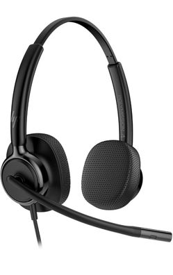 HP Poly Mission 420 Wired USB Headset with Mic for PC & Work AI Noise-Reducing & Adjustable Boom Mic | USB-C with USB-A Adapter | Inline Controller |