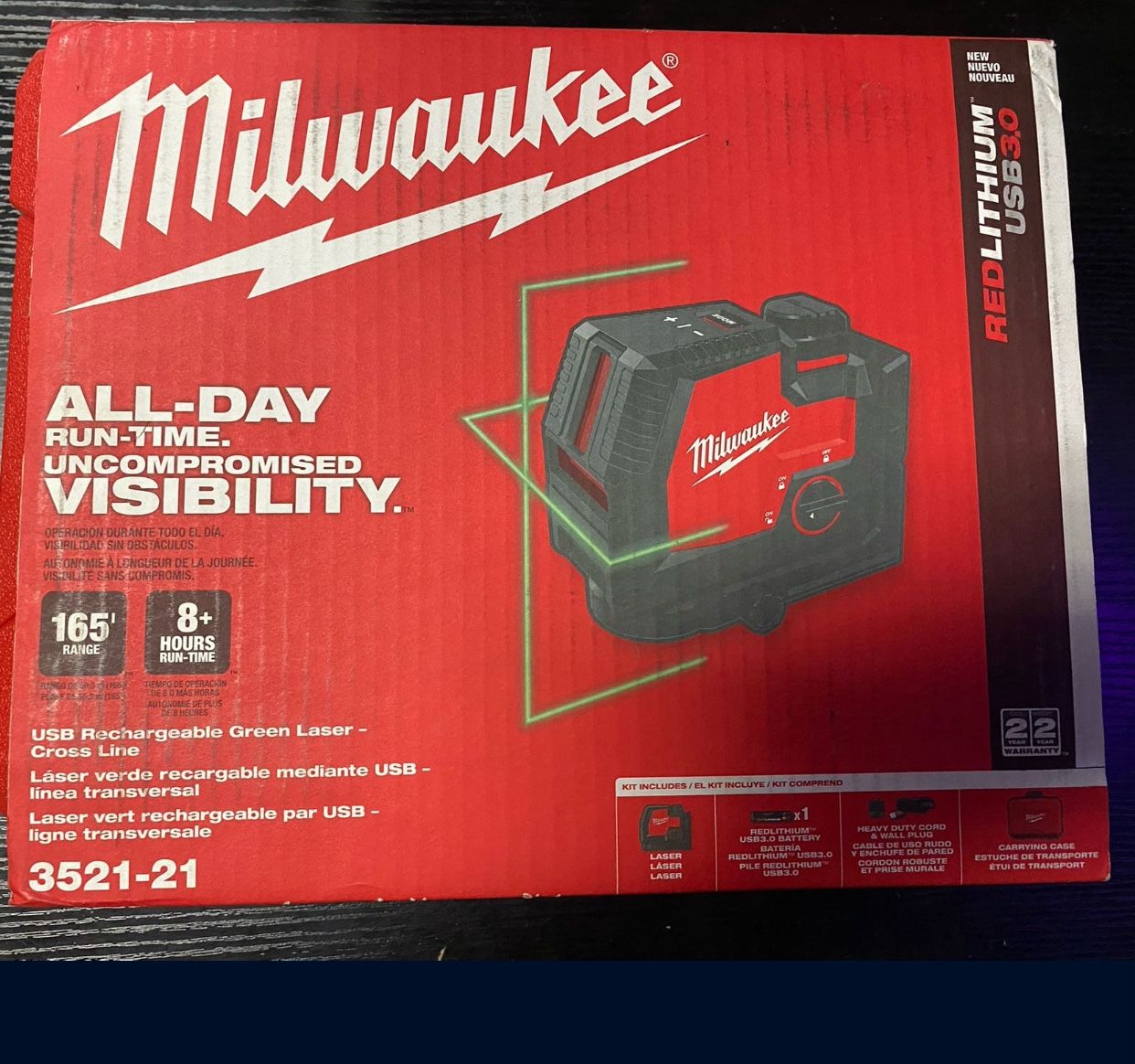 Milwaukee New Kit Laser Rechargeable And USB Battery