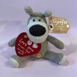 Boofle The Dog Love You Loads &amp; Loads 5&quot; Sitting Knit Plush NWT Excellent con… 