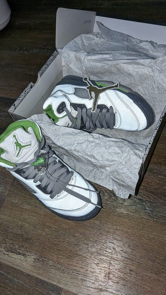 Kids Air Jordan 5 Retro Green Bean Shoes