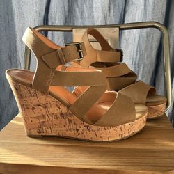 Faux-leather And Cork Scrappy Wedge Heels