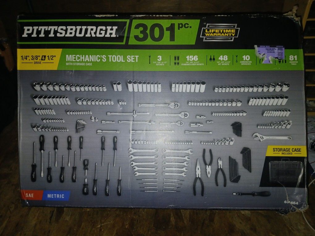 PITTSBURGH 301 PIECE MECHANIC TOOL SET