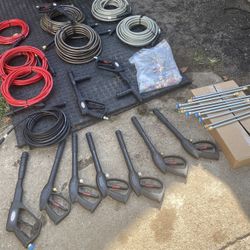 New Assorted Pressure Washer Hoses And Wands And Extensions And Bag Of Pressure Tips 