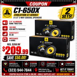 2 Sets 6 1/2 Inch 2-Way Coaxial Speakers 450 Watt Package JL Audio C1-650X 🚨 No Credit Needed 🚨