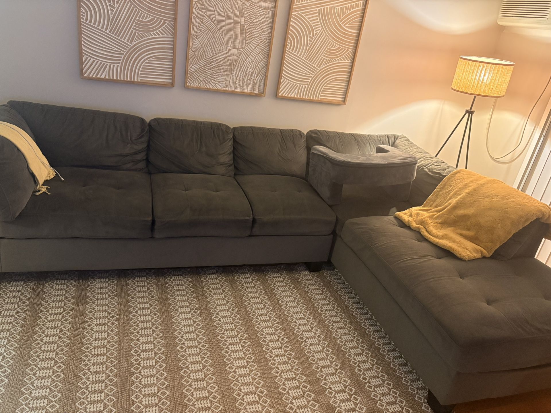 Stylish & Comfortable Grey L-Shaped Sectional Couch