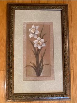 Wall Decor Art Picture Frame 26” x 17” Flowers, Floral 