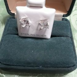 Sterling Silver Invisible Cz Earrings