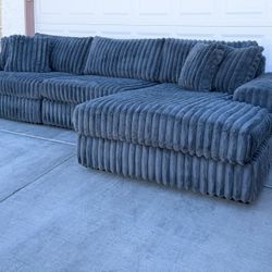 Extra Plush Oversized Large Gray Sofa, Couch Sectional ( Delivery Available)