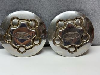 OEM Ford Crown Victoria P71 Ranger Explorer Chrome Wheel Center Caps Set of 2