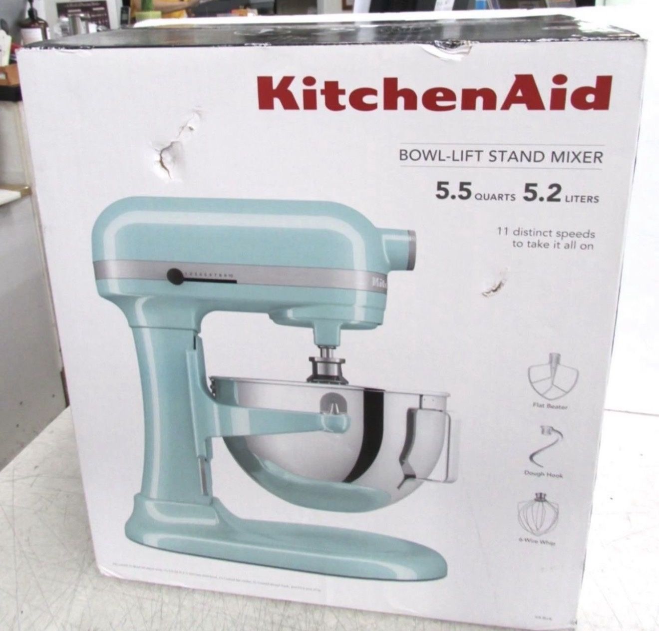 KitchenAid 5.5 Quart Bow -Lift Stand Mixer - KSM55 - Ice: 11 Speeds, 500W, Stainless Steel, Dishwasher-Safe Parts