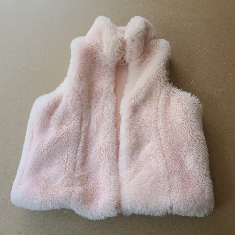 Pale Pink Faux Fur Kid's Zip Up Vest from C&C California 5