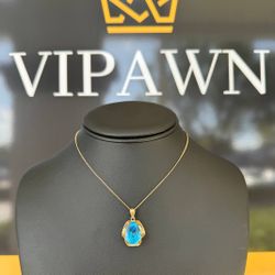 Jewelry 14k solid yellow gold 1.25CTW aquamarine charm pendant 3.8 grams PENDANT ONLY