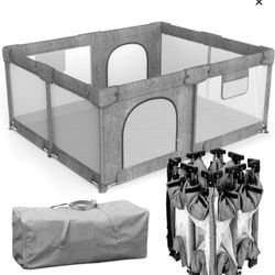 New Dearlomum Foldable 71x59 Playpen, Gray