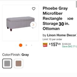 Grey Velvet Bench Storage 