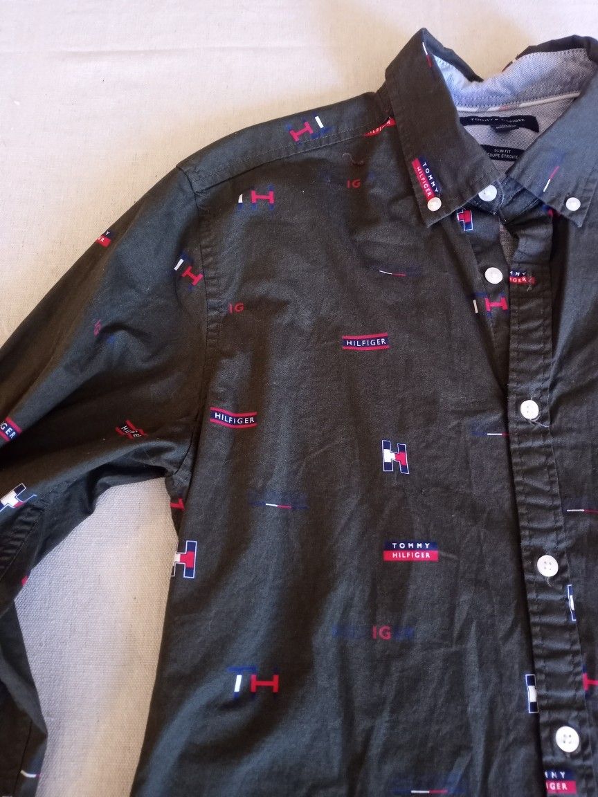 Tommy Hilfiger Monogram Slim Fit Long Sleeve Shirt Nwot Size Medium