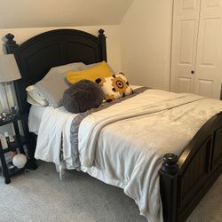 Full Size Bed, Mattress And Side Table