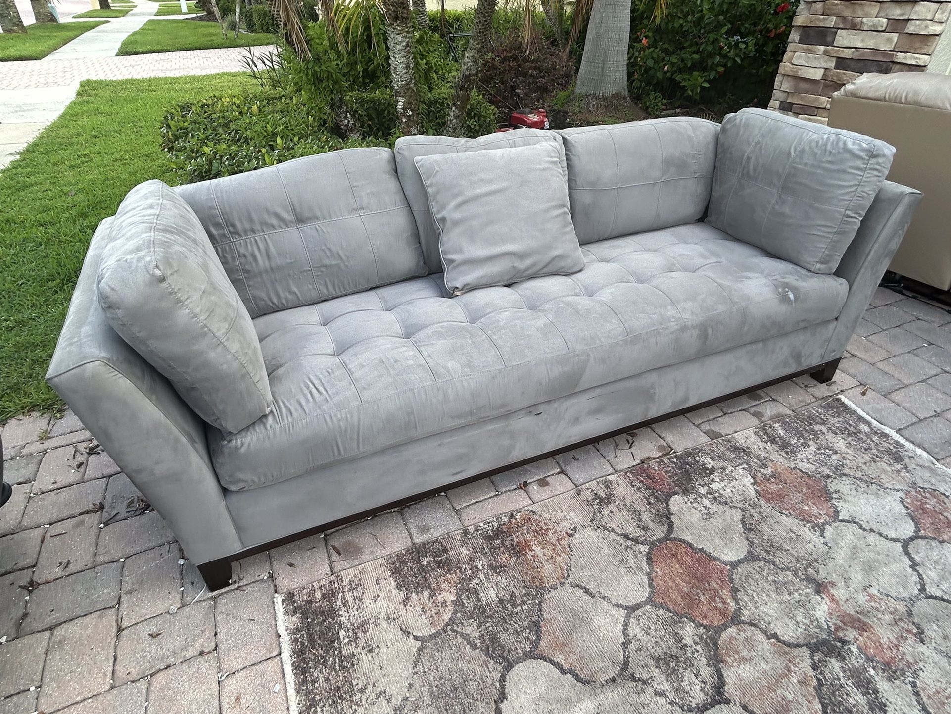 Sofa King Comfortable Used Cindy Crawford Gray Tufted Sofa Couch For Sale! Free Local Delivery 🚚