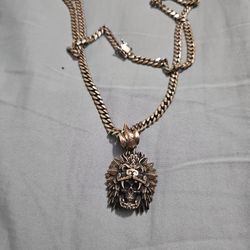Serpent Forge Pendant With 24in 5mm Silver Cuban Link Chain