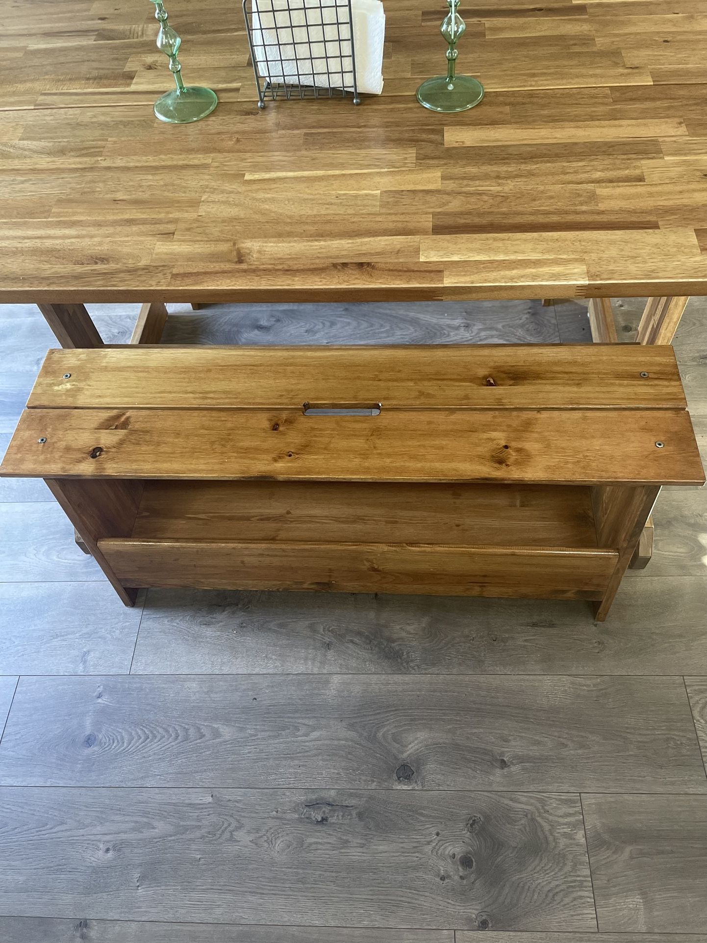 2 Acacia-stained Pine Benches