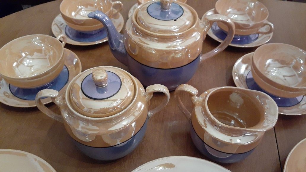 Vintage luster Japanese teapot set