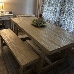 Farmhouse Table And Benches 