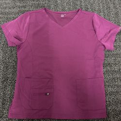 ELLEN TRACY LADIES MEDICAL NURSING WORKING RED SCRUB TOP SIZE XXL