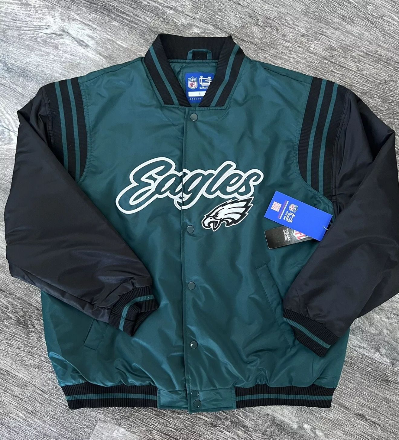 NFL  Philadelphia Eagles Bomber Varsity Jacket Green Black Men sz s And L