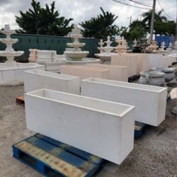 Concrete Large Rectangular Planters / Cement Stone Backyard Patio Garden Planter Pots