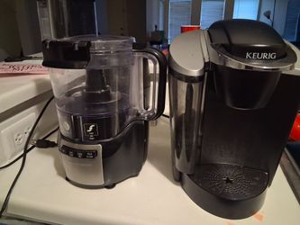 Keurig coffee maker and a food processor