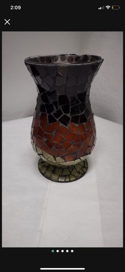 Mosaic Glass Candleholder Or Vase