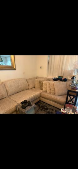 Beige Fabric Sectional Sofa