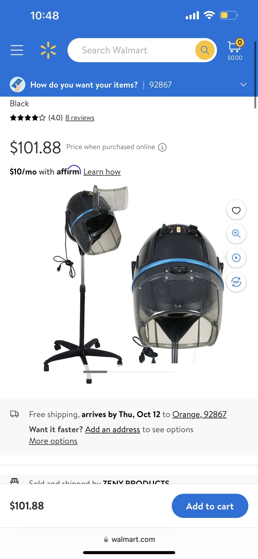 Professional Adjustable Hood Floor Stand Bonnet Hair Dryer, 1300