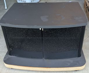 TV stand/console with glass doors and wheels