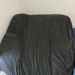   Foam Filled Bean Bag Chair with Removable Cover, Black Lenox, Durable Woven Polyester, 6 feet Giant