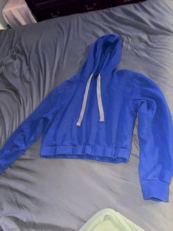 Blue Cropped Pullover Hoodie