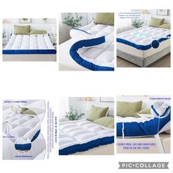 WhatsBedding 5 Inch Queen Mattress Topper Memory Foam 100% Cotton Top, Filled with Breathable & Soft Memory Foam Pillow Top,4 Elastic Straps  1.【SOFT 