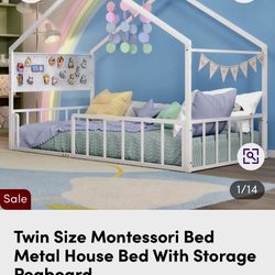 Children House Shaped Metal Bed