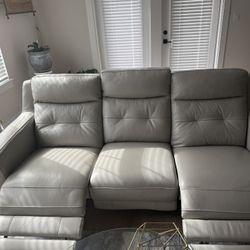 Grey Leather Sectional