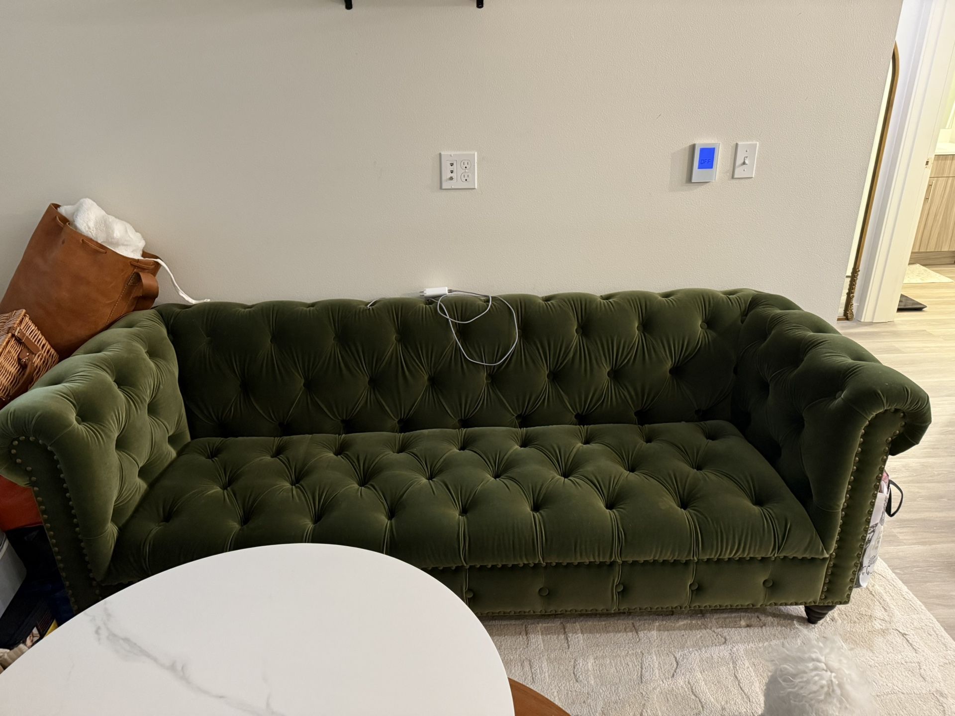 Green Velvet Chesterfield Sofa