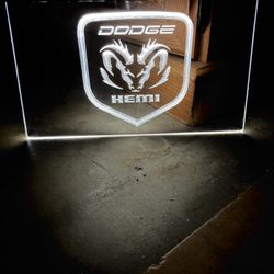 DODGE HEMI LED NEON WHITE  LIGHT SIGN 8x12