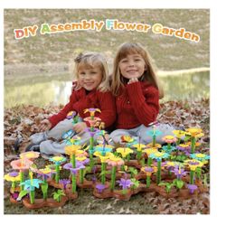 Flower Garden Building Toys for Girls: 127PCS Kids Gardening Kit Set Gifts for 3 4 5 6 7 Year Old Toddler