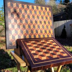 3D Cube End Grain Butcher Block Cutting Board Set 